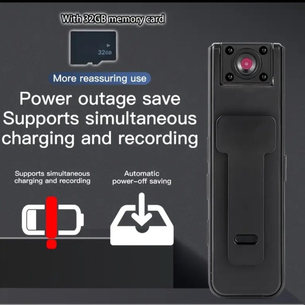 NEW  1pc 1080P Mini Body Camera with 180° Rotatable Lens, USB Rechargeable, - Picture 8 of 12
